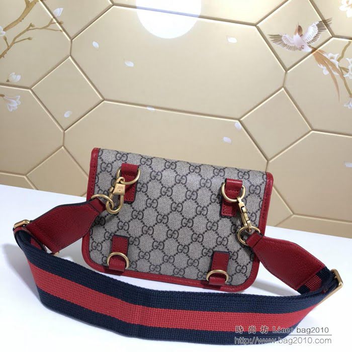 GUCCI古馳 新款 489617 Gucci女包 古馳單肩包 Gucci斜挎包 古馳虎頭標 肩帶可調 可做胸包腰包斜挎包 pvc/紅色  ydgq3424